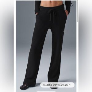 ALO Yoga Snuggle Up Sweater High Waist Wide Leg Black Pants